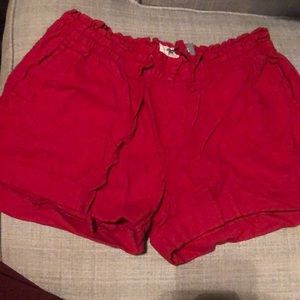 Red Linen Shorts